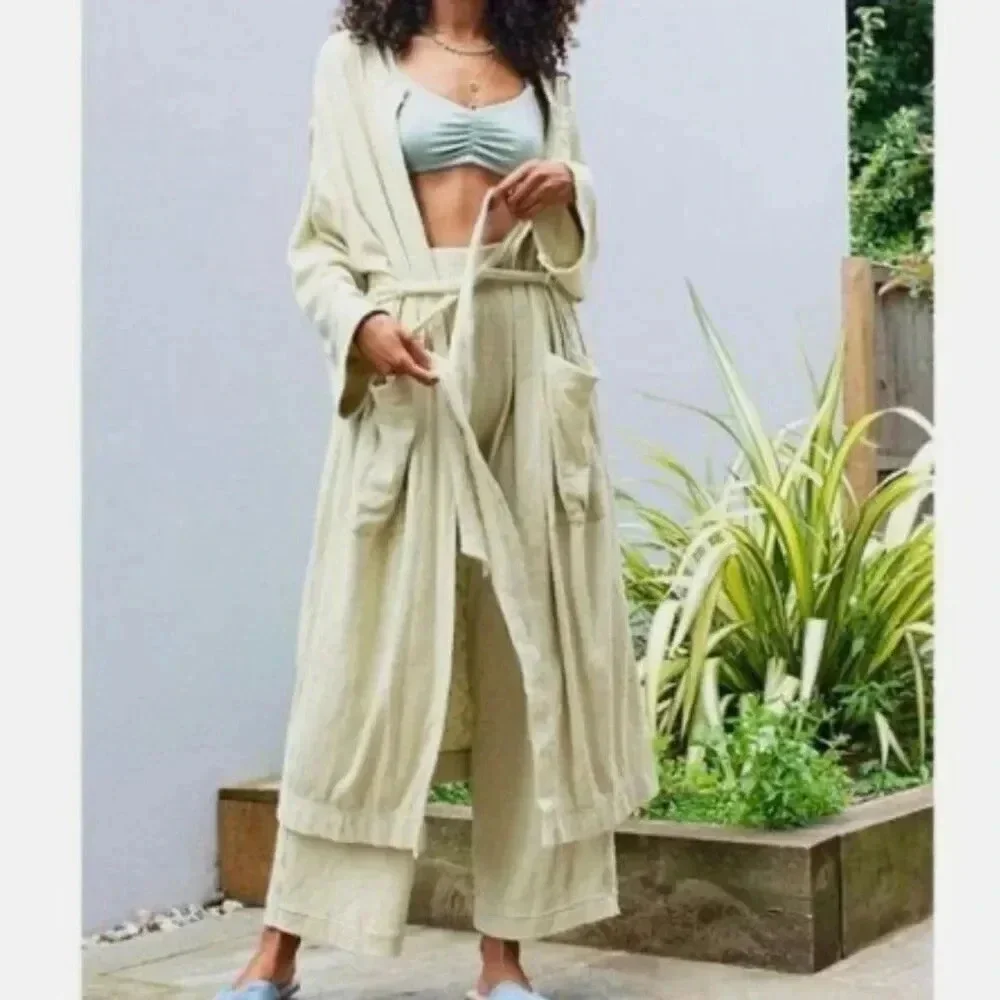 FREE PEOPLE BEACH | Golden Sands Oversized Cardigan Light Sage | Size Small